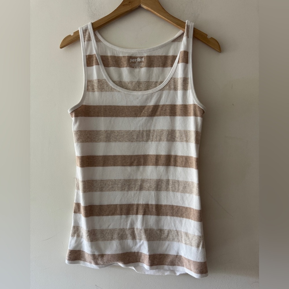 Old Navy‎ Rib Knit Tank Top In Neutral Stripe